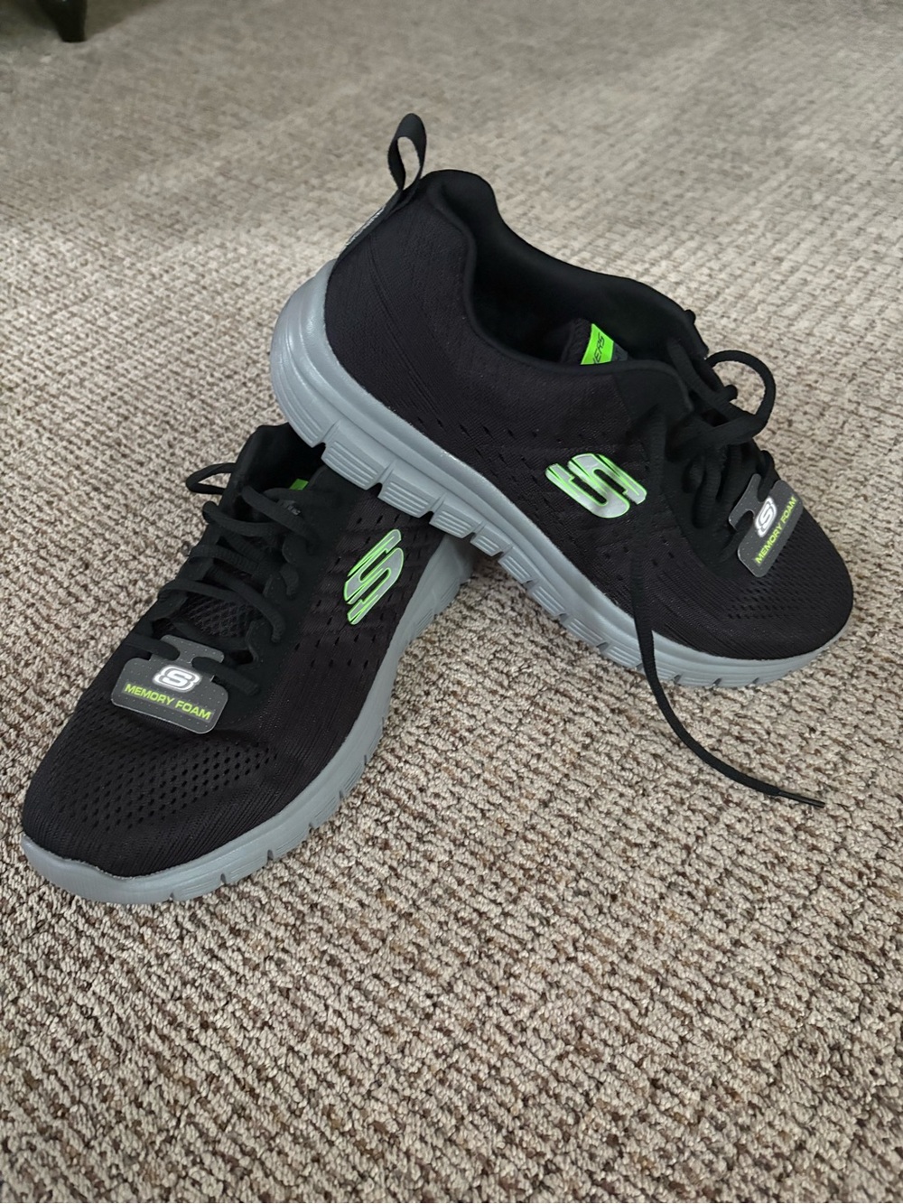 Skechers Black Slip-On Casual Shoes with Gray Insole Label